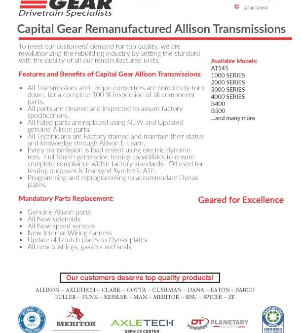 Revolutionizing Quality: Capital Gear’s Remanufactured Allison Transmissions